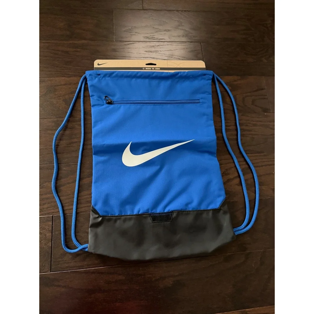 Nike Brasilia Training Drawstring Gym Sack Blue Black DM3978-480 Kids Bag